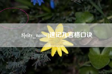 黔西南速记九宫格口诀