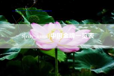 黔西南中国金牌一览表